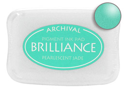 Order a Brilliance Metallic jade stamp pad.  Vibrant, non-toxic, water-soluble pigment ink.