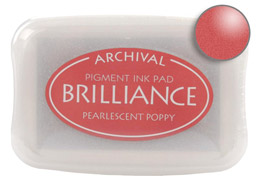 Order a Brilliance Metallic poppy stamp pad.  Vibrant, non-toxic, water-soluble pigment ink.