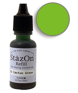 Buy a 1/2 oz. bottle of quick-drying, solvent-based refill ink for a cactus green StazOn stamp pad.