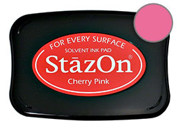 Buy a cherry pink StazOn stamp pad, which features a permanent, quick-drying ink designed for non-porous surfaces.
