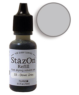 Buy a 1/2 oz. bottle of quick-drying, solvent-based refill ink for a dove gray StazOn stamp pad.