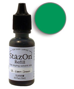 Buy a 1/2 oz. bottle of quick-drying, solvent-based refill ink for a eden green StazOn stamp pad.