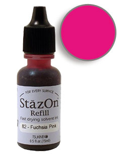 Buy a 1/2 oz. bottle of quick-drying, solvent-based refill ink for a fuchsia pink StazOn stamp pad.