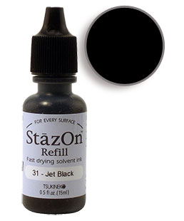 Buy a 1/2 oz. bottle of quick-drying, solvent-based refill ink for a black StazOn stamp pad.