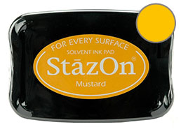 Buy a mustard StazOn stamp pad, which features a permanent, quick-drying ink designed for non-porous surfaces.