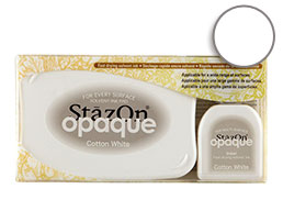 Buy a StazOn stamp pad and refill bottle of opaque white ink, which feature a permanent, quick-drying ink designed for non-porous surfaces.