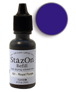 Buy a 1/2 oz. bottle of quick-drying, solvent-based refill ink for a royal purple StazOn stamp pad.