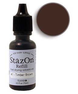 Buy a 1/2 oz. bottle of quick-drying, solvent-based refill ink for a brown StazOn stamp pad.