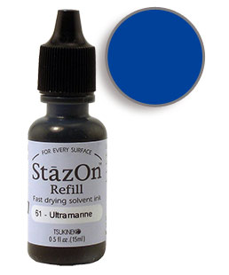 Buy a 1/2 oz. bottle of quick-drying, solvent-based refill ink for a blue StazOn stamp pad.