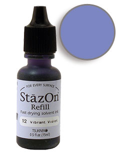 Buy a 1/2 oz. bottle of quick-drying, solvent-based refill ink for a vibrant violet StazOn stamp pad.
