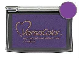 Purchase a vibrant violet Versacolor stamp pad.  Non-toxic, water-soluble pigment ink.  Measures 2 3/8 inches by 3 3/4 inches.