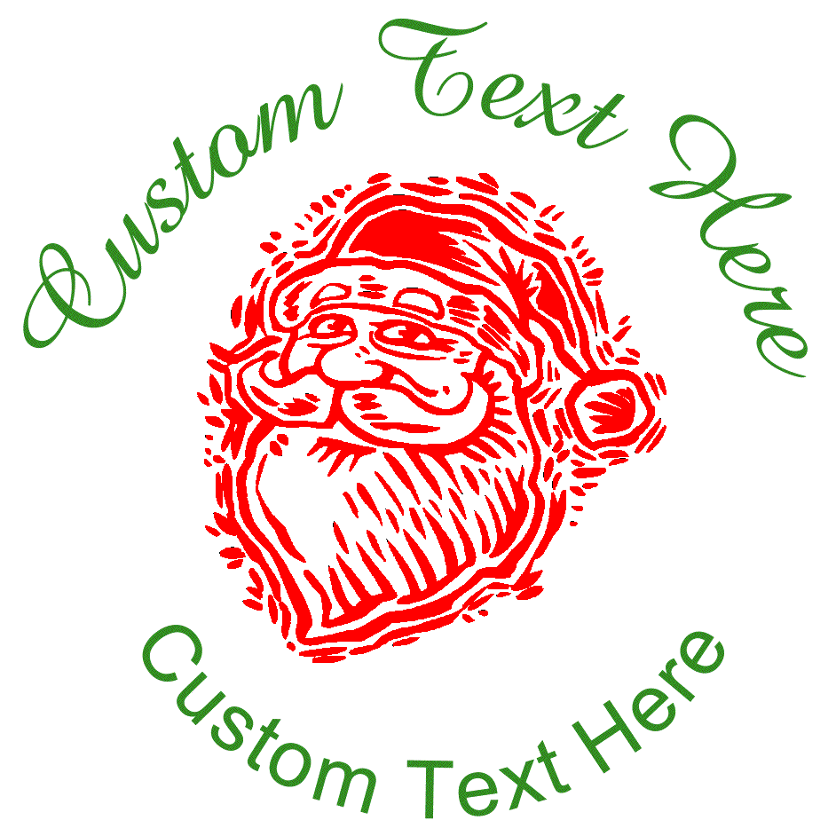 Customize this multi-colored santa claus stamp with a personalized message or special greeting.  Select from multiple colors on the SAME self-inking stamp!  Stamp features artistically-drawn Santa Claus.