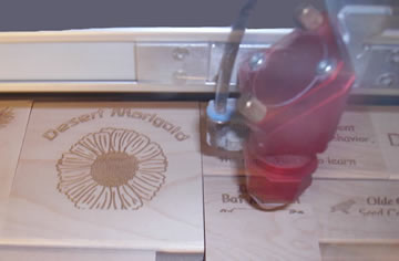 Trotec Laser Engravers Etching Impression Previews on Wood Blocks