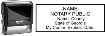 Customize and order a self-inking notary rubber stamp for the state of Georgia.  Meets all specifications and requirements for Georgia notary stamps.