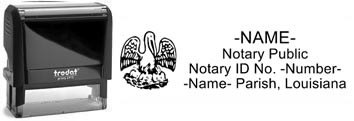 Customize and order a self-inking notary rubber stamp for the state of Louisiana.  Meets all specifications and requirements for Louisiana notary stamps.