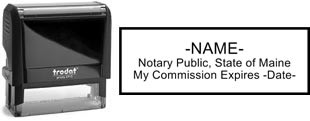 Customize and order a self-inking notary rubber stamp for the state of Maine.  Meets all specifications and requirements for Maine notary stamps.