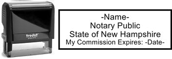 Customize and order a self-inking notary rubber stamp for the state of New Hampshire.  Meets all specifications and requirements for New Hampshire notary stamps.