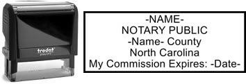 Customize and order a self-inking notary rubber stamp for the state of North Carolina.  Meets all specifications and requirements for North Carolina notary stamps.