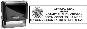 Customize and order a self-inking notary rubber stamp for the state of Oregon.  Meets all specifications and requirements for Oregon notary stamps.