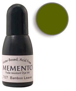 Buy a 1/2 oz. bottle of Memento Bamboo Leaves refill for a  Bamboo Leaves Memento stamp pad.