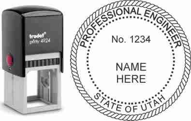 Customize and order a Utah PE stamp online! Personalize, preview instantly, meets all requirements for Utah professional engineers, self-inking stamp with ink refills available. No minimums, fast turnaround, quality guaranteed.