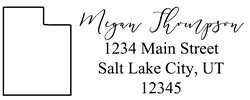 Utah state return address stamp, choice of 30+ ink colors, customize instantly online, personalize name, special note and more. Designer fonts, no minimums, fast turnaround, quality guaranteed.