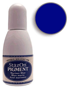 Buy a 1/2 oz. bottle of StazOn Pigment Mariner Blue ink refill for a Mariner Blue StazOn pigment stamp pad.