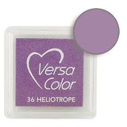 Purchase a vibrant and creamy heliotrope Versacolor ink pad. Over 70 colors available!  Non-toxic, child-safe, acid free, water-soluble pigment ink.  Measures 15/16 inches by 15/16 inches.