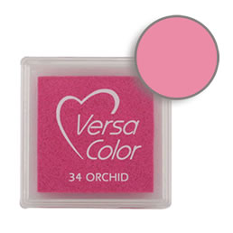 Purchase a vibrant orchid Versacolor ink pad. Over 70 colors available!  Non-toxic, child-safe, acid free, water-soluble pigment ink.  Measures 15/16 inches by 15/16 inches.