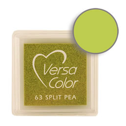 Purchase a vibrant and creamy split pea Versacolor ink pad. Over 70 colors available!  Non-toxic, child-safe, acid free, water-soluble pigment ink.  Measures 15/16 inches by 15/16 inches.