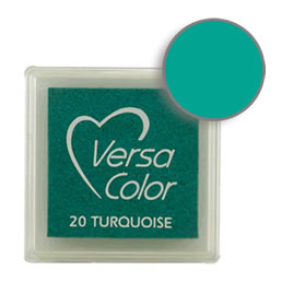 Purchase a vibrant and creamy turquoise Versacolor ink pad. Over 70 colors available!  Non-toxic, child-safe, acid free, water-soluble pigment ink.  Measures 15/16 inches by 15/16 inches.