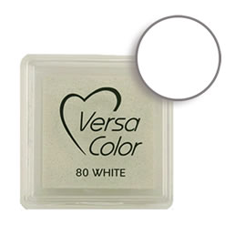 Purchase a vibrant and creamy white Versacolor ink pad. Over 70 colors available!  Non-toxic, child-safe, acid free, water-soluble pigment ink.  Measures 15/16 inches by 15/16 inches.