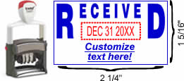 Buy a "RECEIVED" custom date stamp with rotating month, date and year bands. Self-inking stamp with customizable area below date and.