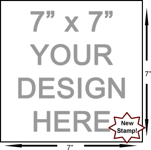 Customize an extra large 7x7" wood stamp with the rubber stamp experts online!  Personalize and preview custom stamps immediately online, customize text, select 60+ fonts, upload logos and designs free!  Easy ordering, quick turnaround, free ship, no mini
