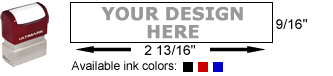 Custom Pre Inked Stamps - Ultimark 08 Rubber Stamp with Size Diagram and Available Colors Custom Pre Inked Stamps - Ultimark 08 Rubber Stamp with Size Diagram and Available Colors
