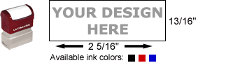 Custom Pre Inked Stamps - Ultimark 10 Rubber Stamp with Size Diagram and Available Colors Custom Pre Inked Stamps - Ultimark 10 Rubber Stamp with Size Diagram and Available Colors