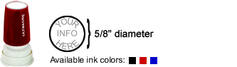 Pre Ink Stamps - Ultimark 17 Round Rubber Stamp with Size Diagram and Available Colors Pre Ink Stamps - Ultimark 17 Round Rubber Stamp with Size Diagram and Available Colors