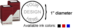 Preinked Stamps - Ultimark 25 Round Rubber Stamp with Size Diagram and Available Colors Preinked Stamps - Ultimark 25 Round Rubber Stamp with Size Diagram and Available Colors