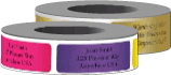 Customize a roll of 300 address labels for only $7.95. Available in white, clear, silver, gold, and tropical multi-color.