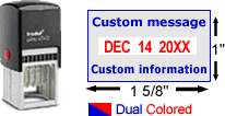 Trodat 4750 2-Color Date Stamp with Size Diagram and Colors
