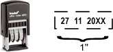 Buy a self-inking date stamp with rotating number bands for month, date, and year.