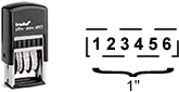 Buy a self-inking Trodat 4846 date stamp with six rotating bands of digits.  Available in five colors: black, blue, red, green, violet.