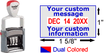 Trodat 5430 custom date stamp with two different ink colors.  Has rotating month, date and year bands for home or office.