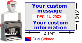 Trodat 5460 2-Color Date Stamp with Size Diagram and Colors
