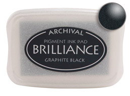 Order a Brilliance Metallic graphite black stamp pad.  Vibrant, non-toxic, water-soluble pigment ink.