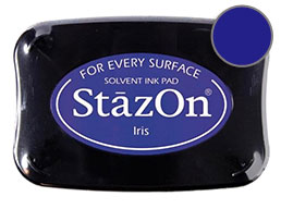 Buy a iris StazOn stamp pad, which features a permanent, quick-drying ink designed for non-porous surfaces.