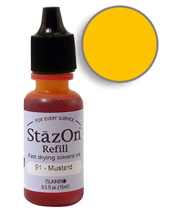 Buy a 1/2 oz. bottle of quick-drying, solvent-based refill ink for a mustard StazOn stamp pad.