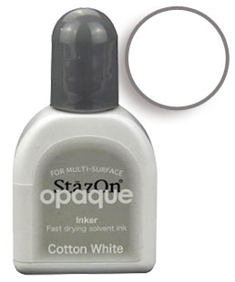 Buy a 1/2 oz. bottle of quick-drying, solvent-based refill ink for an opaque white StazOn stamp pad.
