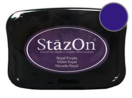 Buy a royal purple StazOn stamp pad, which features a permanent, quick-drying ink designed for non-porous surfaces.