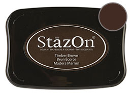 Buy a brown StazOn stamp pad, which features a permanent, quick-drying ink designed for non-porous surfaces.